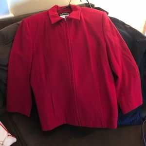 Red Wool zippered blazer.
